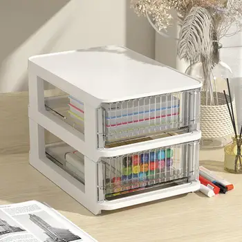 Просторен кутия за съхранение на работния плот, Мултифункционална кутия за съхранение на работния плот, два-/трислоен Органайзер за офис, домашно спални