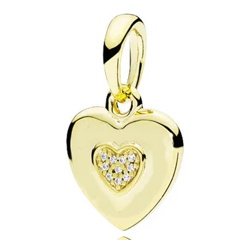Ново Светеше Търговското Сърце на Любовта с кристал окачване, мъниста подходящи за гривна от сребро проба 925, бижута 