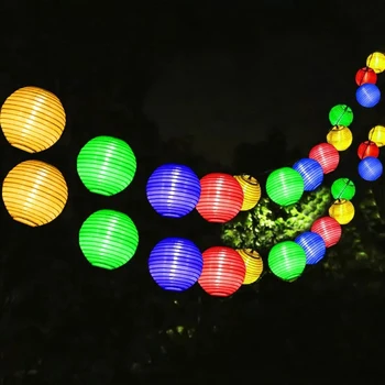 Слънчев Китайски фенер Струнни Светлини Открит Висящ фенер Топка Коледен венец Слънчев страхотна лампа за декор градина във вътрешния двор