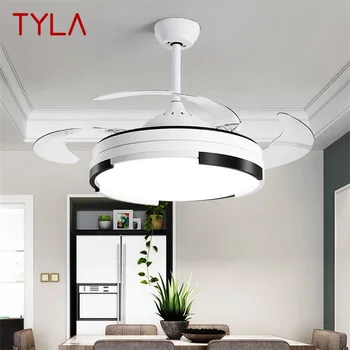 Вентилатор на тавана TYLA с подсветка, дистанционно управление, 3 цвята, модерен декоративна лампа за дома, хол, трапезария, спалня, ресторанта