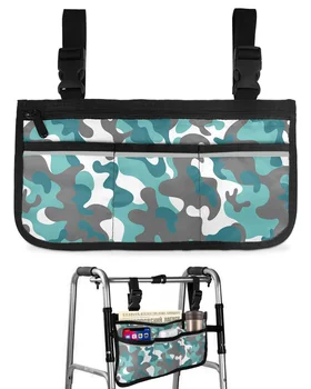 Аквамуфляжная Абстрактна чанта за инвалидна количка с джобове, Подлакътници, Странични чанти, Чанта за съхранение Прогулочной рамки за електрически скутер