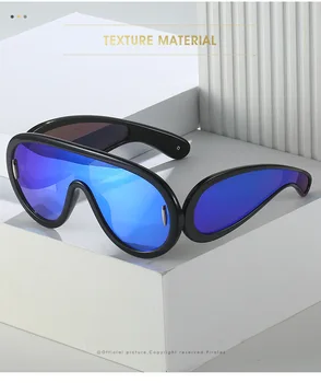 Спортни Слънчеви очила Y2K в стил Пънк, Женски, Мъжки, 2023, Луксозни Маркови Цели Слънчеви Очила За Дами, Големи Очила в стил Steampunk, Goggle UV400