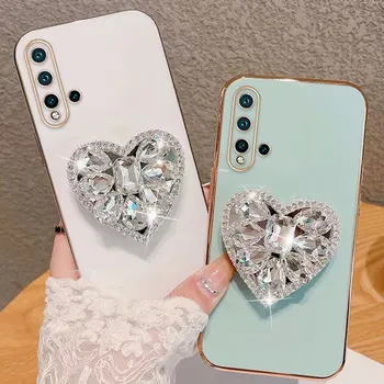 Луксозен Калъф За Телефон Love Heart с Блестящ диамантен пръстен-за монтиране на стена За Huawei Nova 5T, Поставка-Държач за Носене Nova 5T 8и 9 10 se 11 pro Y90 61