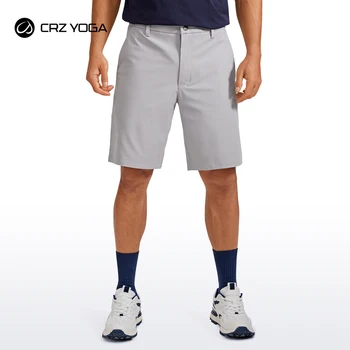 Удобни мъжки къси панталони за голф CRZ YOGA за цял ден - 9-инчов стрейчевые Леки ежедневни работни панталони с джобове отпред