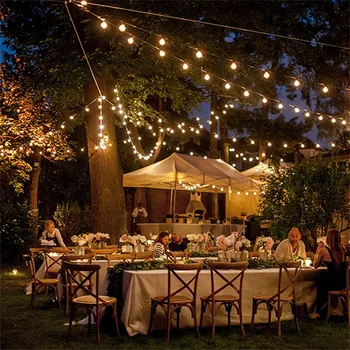 13 М, Слънчев led лампа открит G50 Пластмасова крушка LED градински страхотна тераса струнни светлини Украса на сватбената парти Украса на градината
