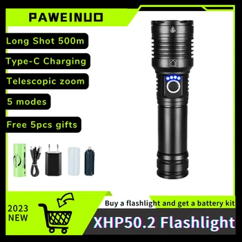 Нови Высокомощные led светлини XHP50.2 Светлини Мощна Акумулаторна Фенерче Преносима Лампа за Къмпинг Факел 5 режима на Осветление