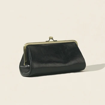 2023, Дамски портфейл, ретро чанта, Луксозна дизайнерска чанта за вечеря, Дълги портфейли от естествена кожа, Модерен дамски чанти-клатчи