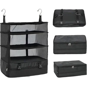 Спестявания
Портативен Сгъваем Органайзер за багаж с 3 рафтове, Подвесная чанта за съхранение в гардероба, чанта-куб за опаковане на куфара - Space Savin