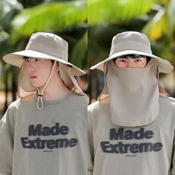 Продажба на едро на летните универсалните слънчеви кепок за мъже, защищающих на лицето, шията и от прах, комари и кепок за риболов на открито