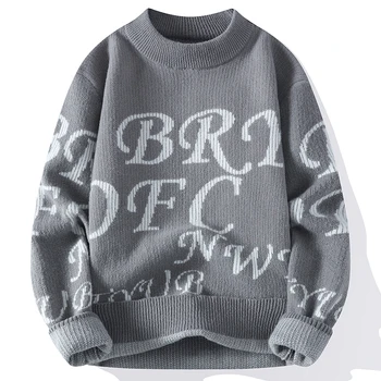 2023 Есенно-зимните Модни пуловери, с кръгло деколте, Свободни Мъжки Ежедневни нови стилни дебели топли пуловери, мъжки пуловери, Размер M-XXXL 8359