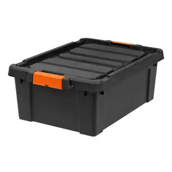 Здрава пластмасова кутия за съхранение с капацитет 11 литра, черен