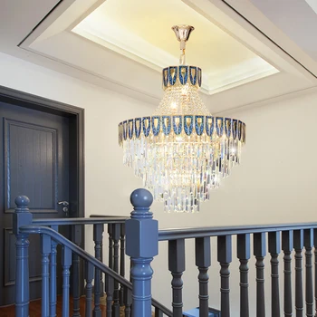 Постмодернистский хотелски проект за Луксозен Кристален полилей с Висок Таван, Окачен лампа, Украса на стаята, окачена лампа