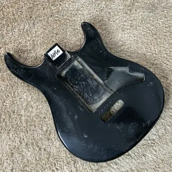 Корпус електрическа китара за мини-игри и пътуване черен цвят, 6 винтове с фиксирана тремоло за дясната ръка, за САМ и деца с увреждания ab915