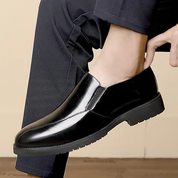 Мъжки ежедневни обувки от естествена кожа, Елегантни Модни Луксозни Класически Маратонки дантела Дишаща Удобна Качествена Градинска обувки