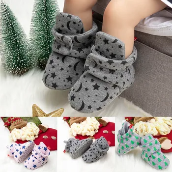 Нови Чорапи за новородено, Обувки за момчета и момичета, Коледни обувки за първите разходки, Памучен мека, устойчива на плъзгане топла детска мека обувки за яслите