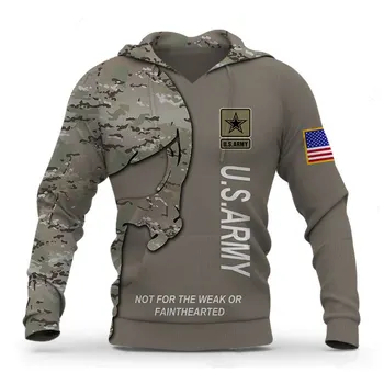 Блузи с 3D принтом, Свитшоты за ветерани от Армията на САЩ, Мъжки И Дамски Блузи С качулка, Извънгабаритни Камуфляжные Орли, Модни Детски Блузи