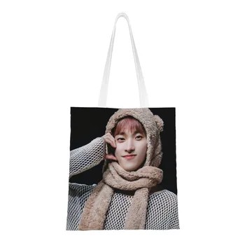 Корейски Музикален Плакат с Капак влезете 17 DK, Двустранен Бяла Холщовая Чанта С Принтом Li Shuomin Lifestyle, Снимки, Чанти за Пазаруване