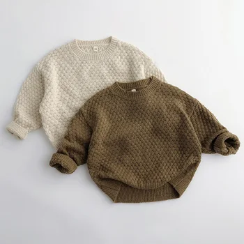 Детски Свободен пуловер, Вязаная Есенно-пролетно облекло за малки момчета и момичета, през Цялата силует, Пуловер за малки момичета и момчета, детски връхни облекла