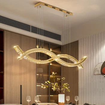 Модерна маса за хранене полилей вълна от дизайн, кристален окачване блясък лампа украса на хола спални кристален лампа
