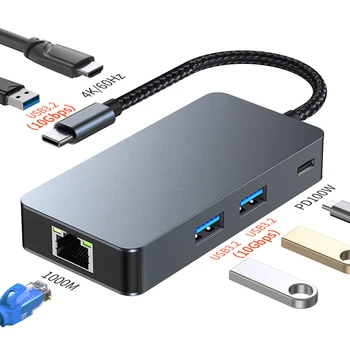 4K 60Hz hub-HDMI-съвместим USB адаптер 3.2 Type C Докинг станция PD 100W Type C Ивица на 1000M Порт за Macbook iPad Xiaomi