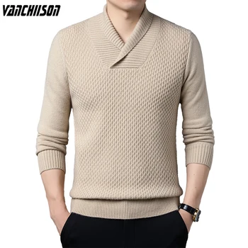 Млад Мъжки Пуловер Пуловер, Джъмпери, Корейски стил, V-образно деколте, Обикновен, дебел, топъл, есен-зима, Модни и Ежедневни дрехи за мъже 7213