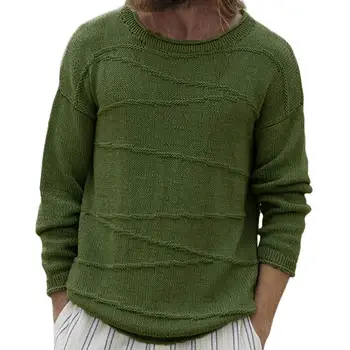 Мъжки пуловер есен и зима, ден за ден пуловер с дълъг ръкав и ръкавели в рубчик пуловер свободно намаляване на Върховете трико