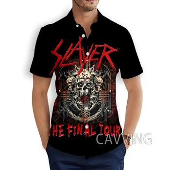 Модерни Ежедневни ризи с 3D принтом Slayer Rock Band, мъжки /дамски Ризи с къси ръкави, Свободни дишащи Ризи J01
