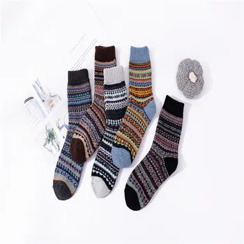 Есенно-зимния ново записване: мъжки висококачествени и удобни топли вълнени чорапи в етнически стил с двухполосным модел