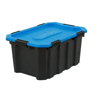 - Литров плътно затварящ се Пластмасов контейнер за съхранение с капаче, черна основа/син капак