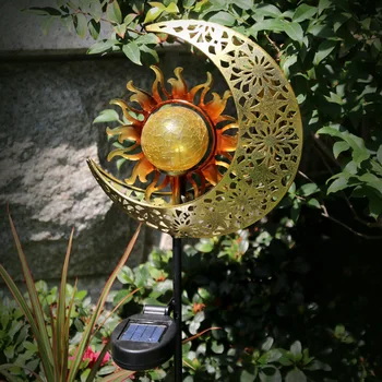 Ново Животно Фея Луната Слънчева Светлина Тревата Открит Орнамент Творчески Декоративен Iron Кух Балон с Пукнатини Ъгъл на Наклон Лампи Изкуство Led Слънчева Светлина