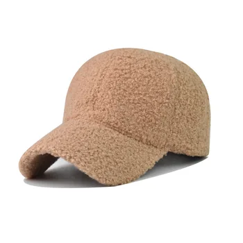Нова однотонная бейзболна шапка от вълна от овце с козирка от слънцето на открито