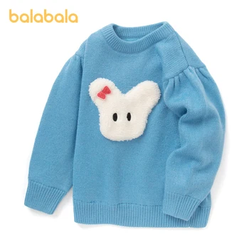 Balabala/Пуловер-пуловер за момичета с малки деца 2023 г., Есен-зима, Скъпа риза с пищни ръкави и удобна мека подметка