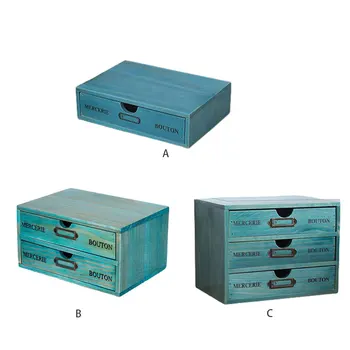 Син Удобен и ефективен Дървена кутия за съхранение на вещи от Първа необходимост на работния плот, Кутия за съхранение на работния плот