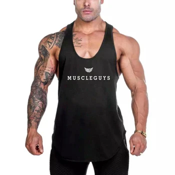 Облекло Muscleguys, лятна окото на майк за фитнес зала, мъжка риза без ръкави за бодибилдинг, фитнес, Y-образен стрингър, жилетка за бягане