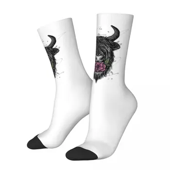 Забавен Луд чорап за мъже, шотландски хип-хоп, Реколта Планинска крава, Щастливо качество, компрессионный чорап за момчета, Всекидневни