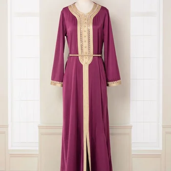 MT018 Мюсюлманската жена вышитое дантелено лилава ново модно рокля Абая