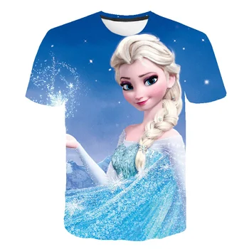 Детски Тениски Frozen 2 за момичета, Летни Бебешки Ежедневни Ризи с къси ръкави За Момичета, Върхове с Анимационни герои Принцеса Елза И Анна, Тениски, Дрехи