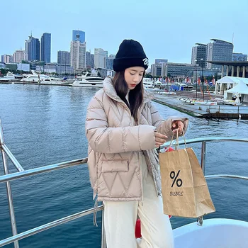 Кратко Памучни рокля Bright Face, Дамски корейската версия, Безплатно Новото младежко памучни палто с яка-трайна Тенденция на зимно палто, без измиване