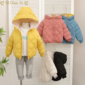 Детски Топли якета с качулка, Есен-зима, Модни палто с цип за момчета и момичета, Бебешки дрехи, утепленная на горно облекло за деца 2-8 години
