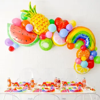 43 Бр., Комплект балони от алуминиево фолио във формата на сладки анимационни плодове за партита и украса, украса за рожден Ден, Сватбена украса