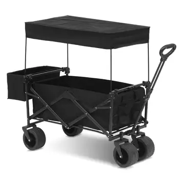 Сгъваема количка за SUGIFT с подвижна балдахин от плат Оксфорд 600D, 7-инчов, черен