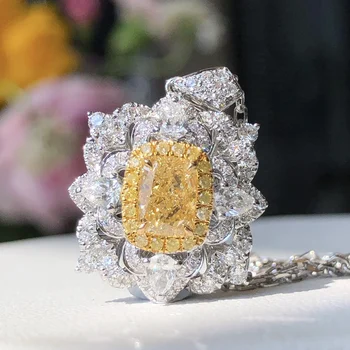 MQ2023 Бижута от чисто злато 18 Карата G18K с натурални жълти диаманти 1,12 карата, Висулки, със скъпоценни камъни, Колиета за жени