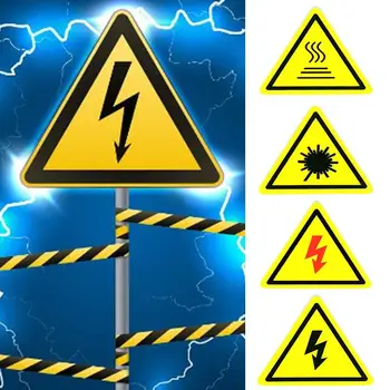 5шт Жълт Предупредителен Стикер 6 Стилове Аксесоари Опасност от токов удар Сигурност Водоустойчиви Етикети Опасност За електрически кутии