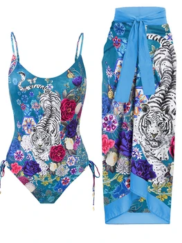 Бикини С флорални принтом 2023, Дамски Модни Бански костюми, Летни Бански костюми с U-образно яка и Покритието, Плажни Бански костюми