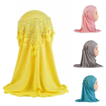 Хиджаб за момичета-мусульманок 2-5 години, Рамадан, Празник, Пълно Покритие, забрадка, Амира, Ислямското Детско Бельо С Кристали, Молитвени Шапки, Арабски