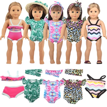 Бански с леопардовым принтом в стил вълна за новородени 43 см и 18-инчови американски куклен момичета, аксесоари за детски дрехи поколение