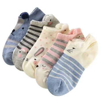 5 двойки женските чорапи до глезена, сладки, забавни мультяшные стереоскопични животни, плюшени чорапи-лодки, удобни дамски чорапи за прекрасни момичета, художествени чорапи Meias