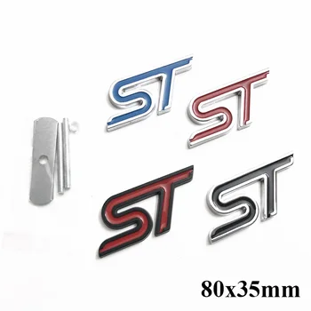3D Метален Лого ST Букви Емблемата на Предната Решетка на Автомобила Иконата за Багажник За Форд Фиеста 