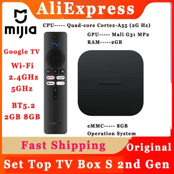 Mijia За Xiaomi TV Box S 2nd Gen Tablet Pen Глобалната версия на 4k Tv Box HDR10 BT5.2 2 GB 8 GB Смарт-Ir-Дистанционно Управление на Google Assista