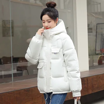 Есенно-зимни паркове 2023, яке с памучна подплата, Женско училище модно топло палто с качулка, Корея, скъпа яке с памучна подплата